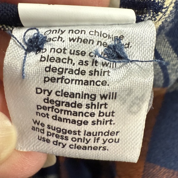 Mizzen+Main City Flannel Shirt Rust Orange Navy Blue Plaid Men's Size Medium - Picture 8 of 9